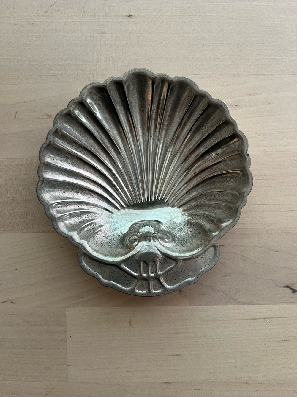 Shell-Shaped Decorative Trinket Dish in Antique Silver